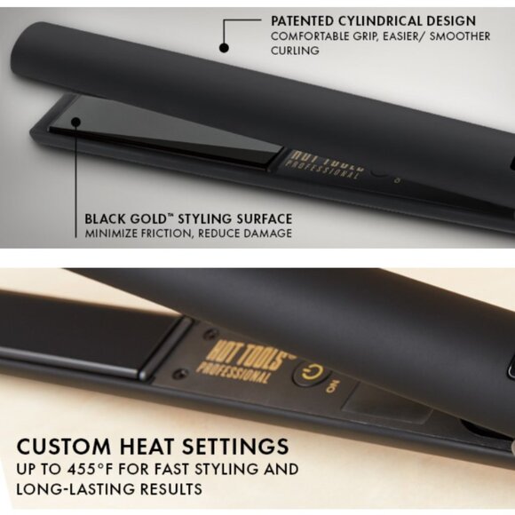 ✨NEW Hot Tools Pro Artist Ionic Salon Styling Flat Iron Black Gold Collection 1" - Picture 3 of 7